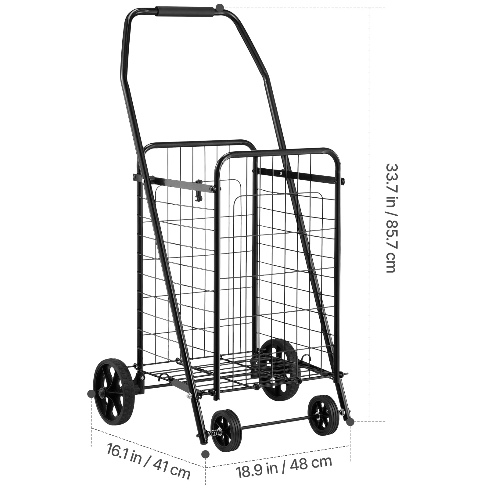 Folding Shopping Cart With Swivel Wheels For Grocery And Laundry_voghion.com